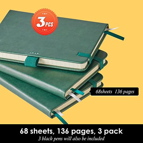 NIRMIRO 3 Pack Pocket Notebook Journals, Mini Small Leather Lined Journal Notebooks for Note Taking, Small Notepad with Pen Holder, Dark Green - Image 4