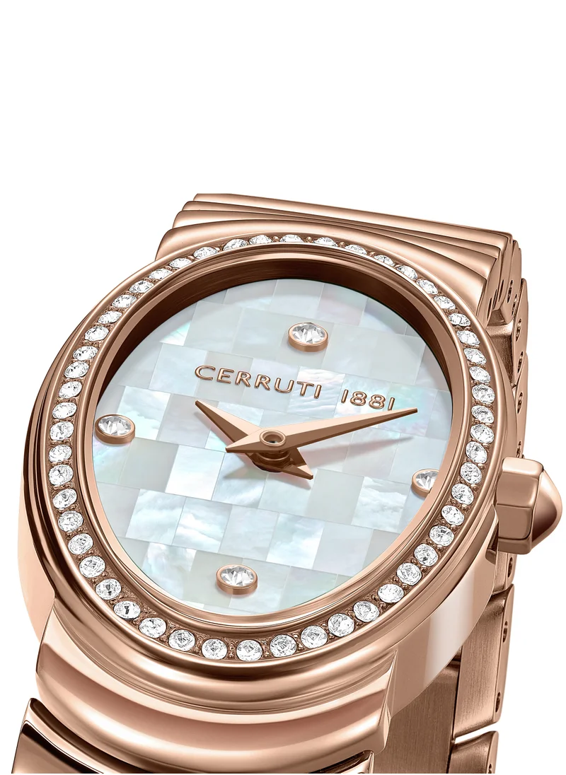 CERRUTI 1881 Cerruti 1881 Norcia Analog Women's Watch - Oval Mosaic White Mother of Pearl Dial, Bracelet, Butterfly Buckle