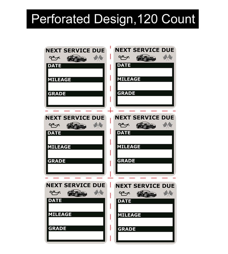 NOYOC Oil Change Stickers, Static Cling 120 Count 2x2 Inches Oil Change Reminder Sticker for Windshield, No Residue Clear Next Service Due Maintenance Labels for Car Auto Vehicle Window Decals (Black) - Image 4