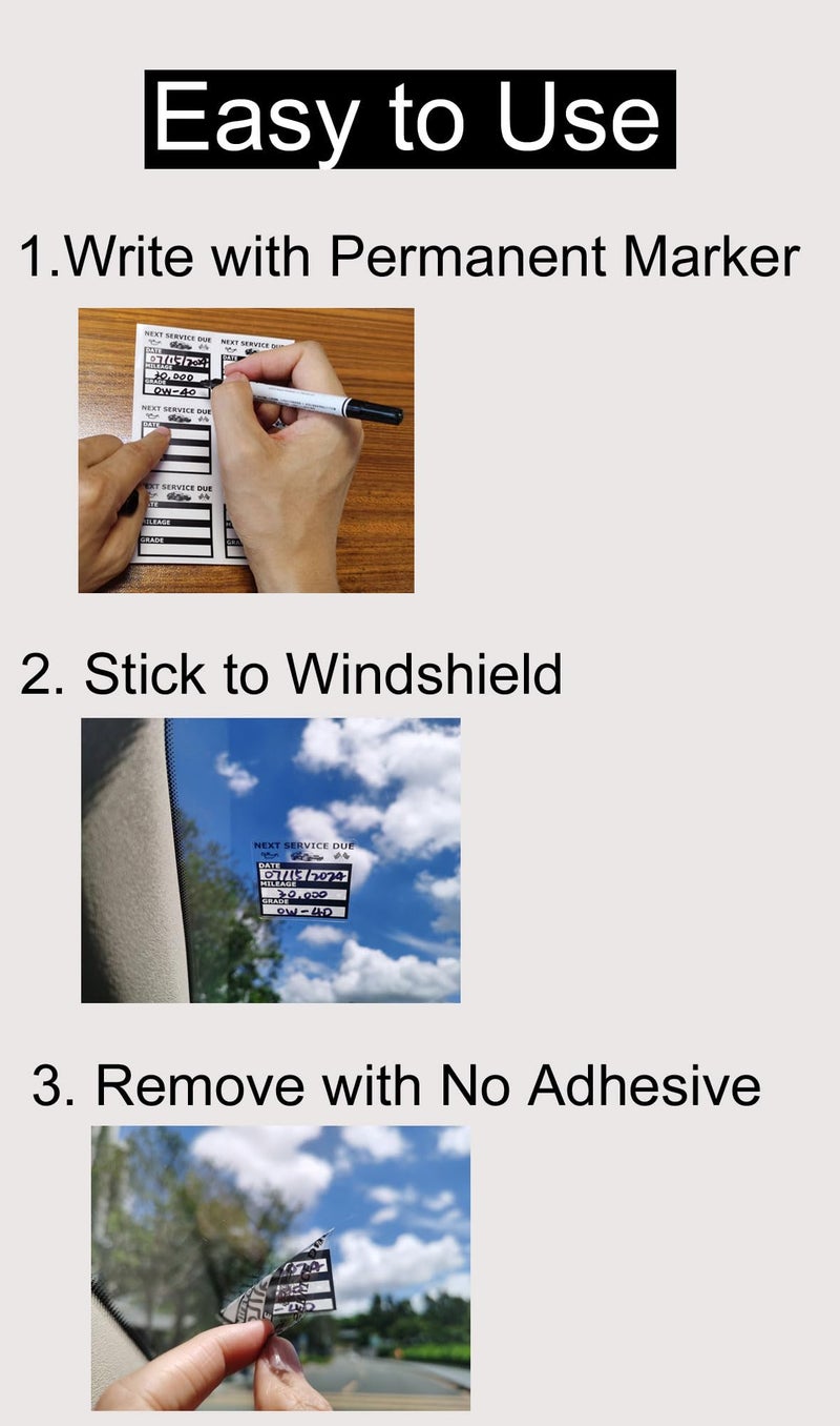 NOYOC Oil Change Stickers, Static Cling 120 Count 2x2 Inches Oil Change Reminder Sticker for Windshield, No Residue Clear Next Service Due Maintenance Labels for Car Auto Vehicle Window Decals (Black) - Image 5