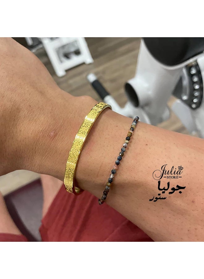 Julia Store 18K Gold Plated 316L Stainless Steel Islamic Jewelry Gifts Allah Gold Bangles Bracelets Ayatul Kursi Arabic Cuff Bracelet - Image 2