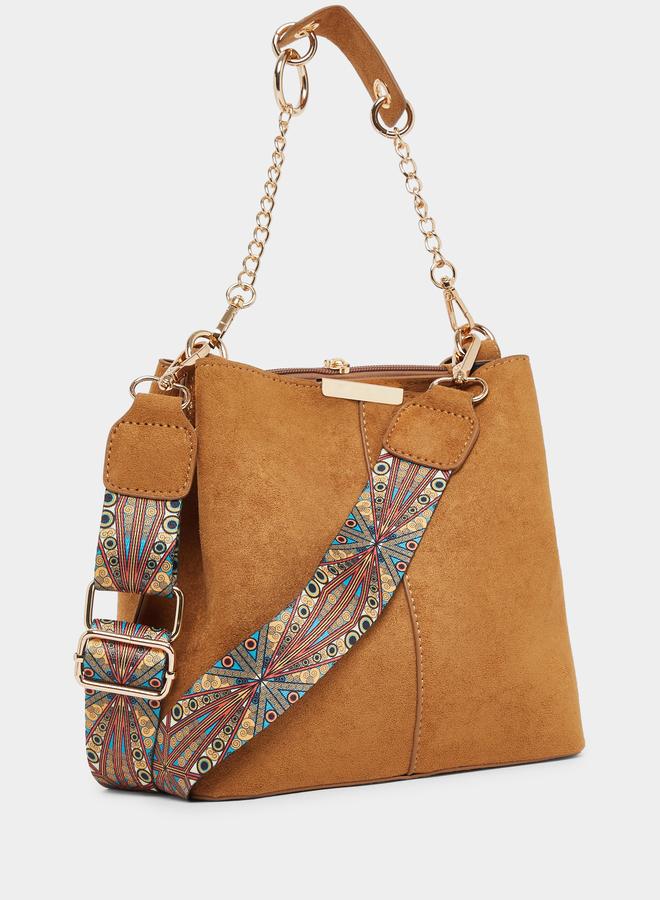 Styli Brown Suede Crossbody Bag - Image 1