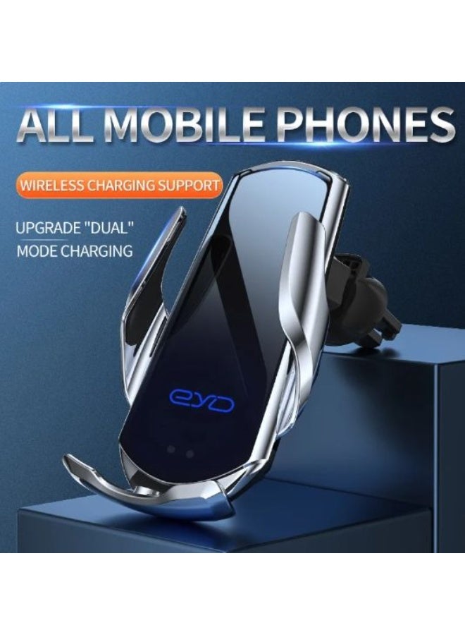 Car Holder Wireless Charger Q5 – Silver | Fast Wireless Charging Car Mount - Image 3