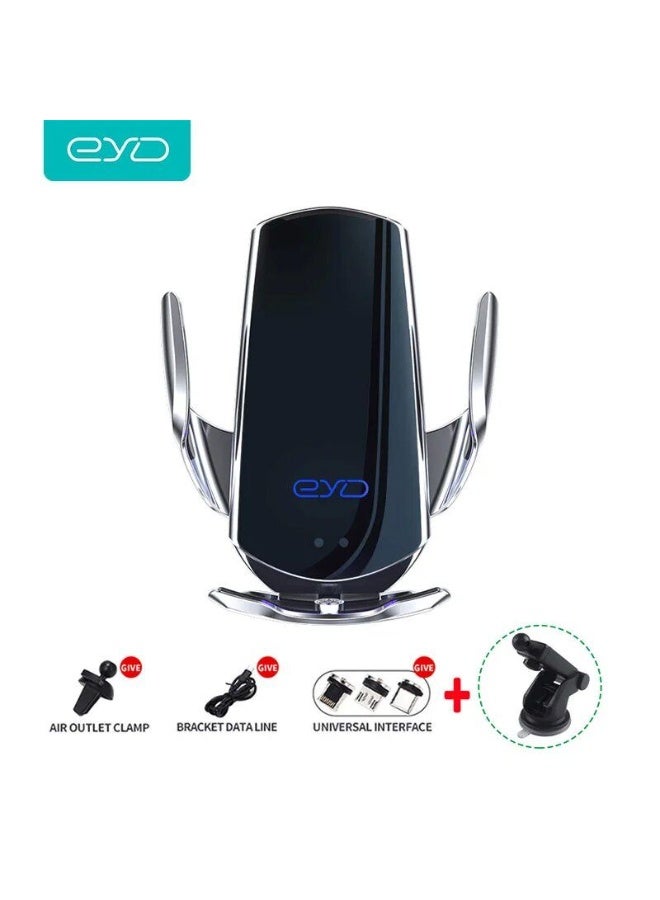 Car Holder Wireless Charger Q5 – Silver | Fast Wireless Charging Car Mount - Image 1