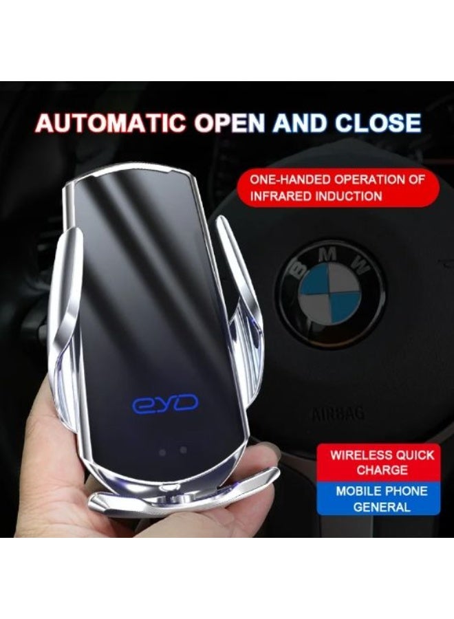 Car Holder Wireless Charger Q5 – Silver | Fast Wireless Charging Car Mount - Image 2