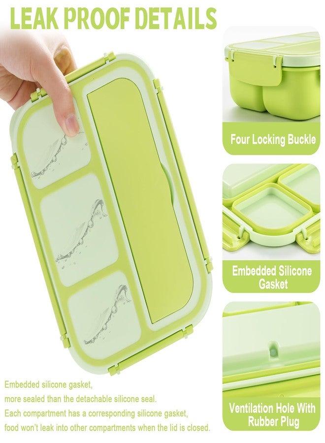 shell and turtle Bento Box Adult Lunch Box, Lunch Containers for Kids Girls Boys with 4 Compartments, Lunchable Food Container with Utensils, Sauce Jar, Muffin Liners, 40 Oz/5 Cup, Bright Green - Image 4