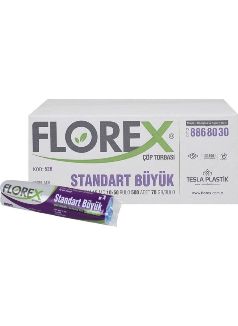 Florex 526 Standard Large Black Garbage Bag 10 Pieces x 50 Pieces Box 65 cm x 80 cm 