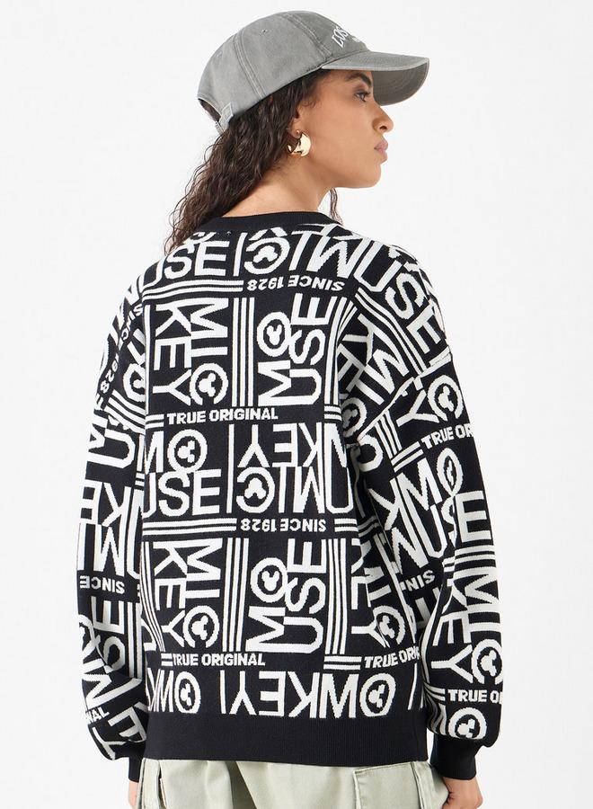 SP Characters All-Over Mickey Mouse Detail Sweater with Long Sleeves - Image 3