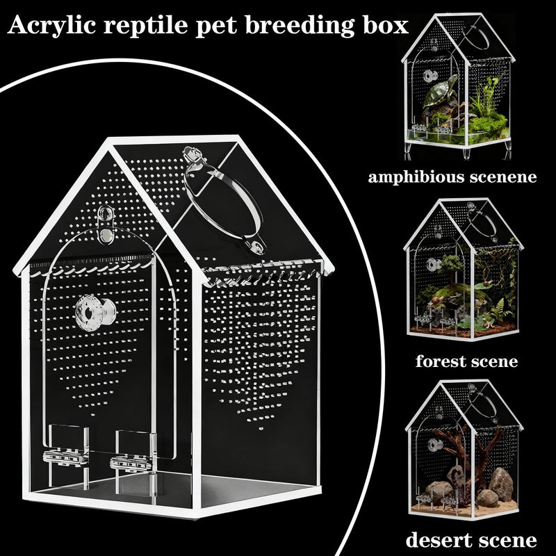 WQLLWFC Jumping Spider Enclosure Kitï¼ŒPre-Assembled 8 * 5 * 5in Acrylic Tarantula Terrariumï¼ŒReptile Ventilated Habitat Accessories for Spider, Mantis, Snail, Frog, Hermit Crabs & Small Pets - Image 3