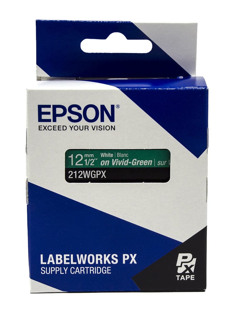 LABELWORKS Epson 212WGPX Genuine PET (Polyester) Tape Cartridge - White on Green Label Maker Tape - 1/2" (12MM) Wide, 30' - Image 5