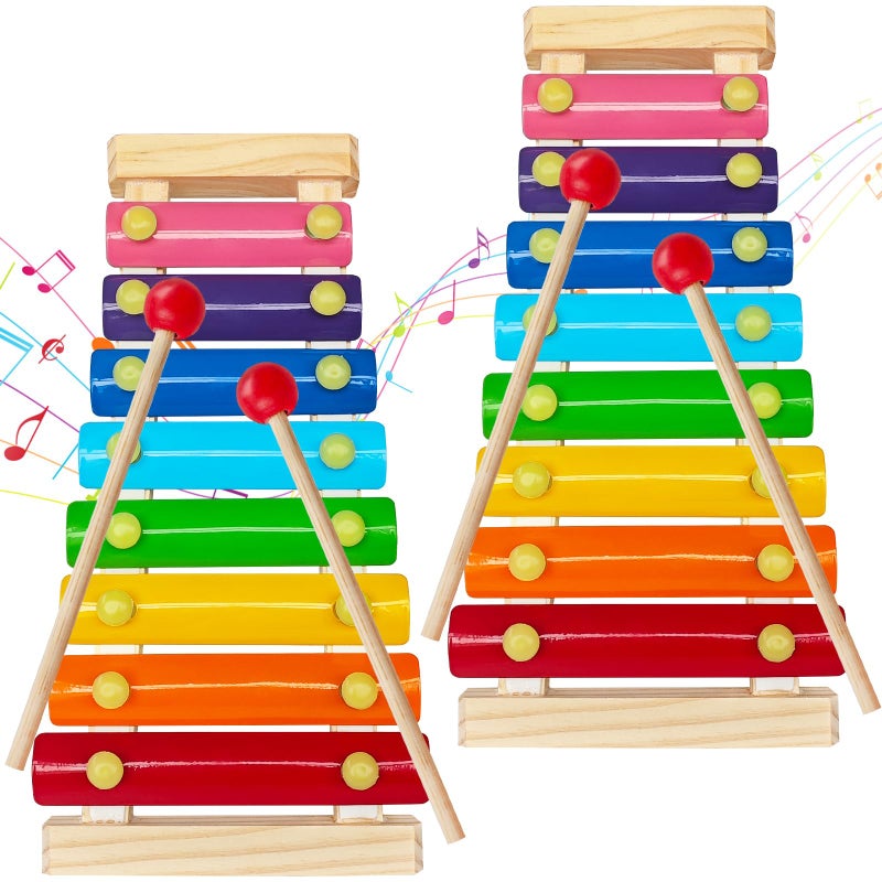 Xeehwb 2 Pcs Wooden Xylophone for KidsXylophone Educational Musical Toy with 2 Child Mallets 8 Diatonic KeysXylophone Wooden Instruments Toys for Toddlers - Image 3