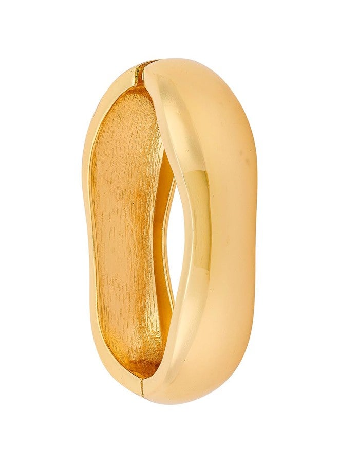 KUSHAL'S Fashion Jewellery Gold Polished Copper Trendy Locking System Kada, Best for Casual Wear & Special Occasion - 455345 - Image 3