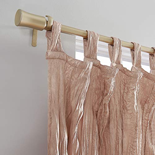 No. 918 Odelia Distressed Velvet Semi-Sheer Tab Top Curtain Panel, 50" x 84", Blush Pink - Image 2
