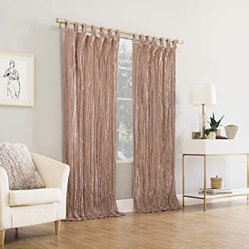 No. 918 Odelia Distressed Velvet Semi-Sheer Tab Top Curtain Panel, 50" x 84", Blush Pink - Image 5