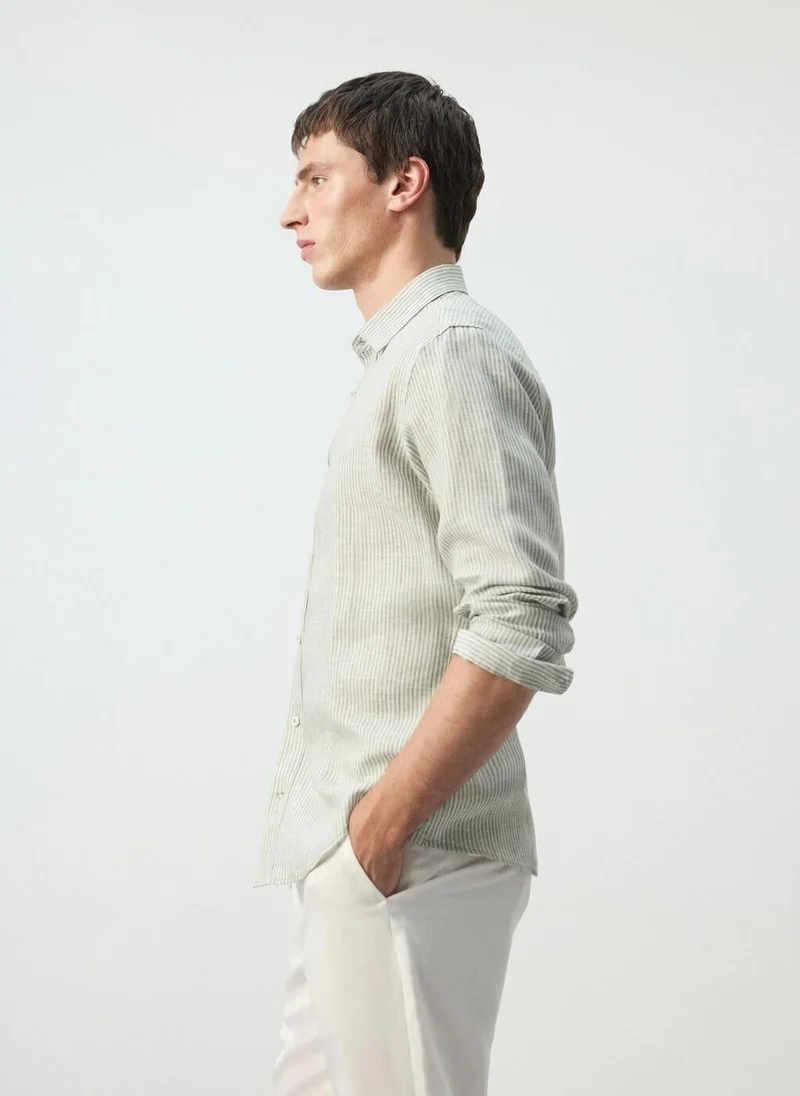 Mango Man  Regular-fit 100% linen shirt for Men | Best Price UAE