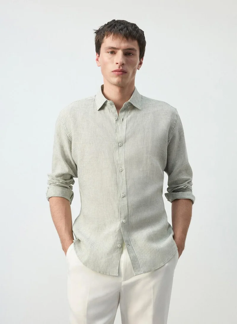 مانجو مان Regular-fit 100% linen shirt