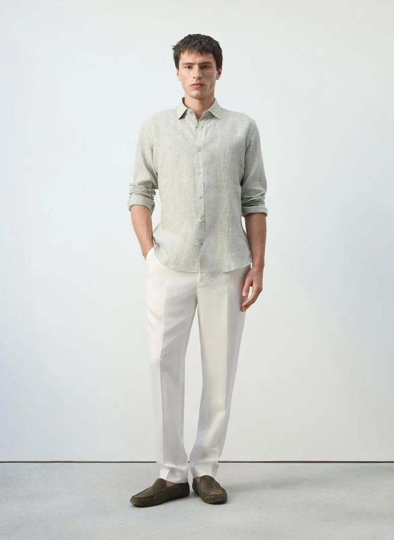 Mango Man  Regular-fit 100% linen shirt for Men | Best Price UAE