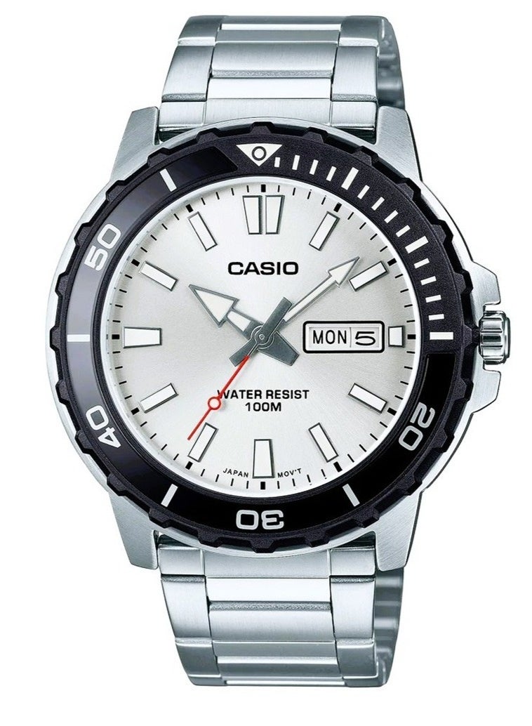 CASIO Analog Men’s Watch MTD‑125D‑7AVDF, 45.6 mm Silver Dial & Stainless Steel Band, 100 m WR - Image 1