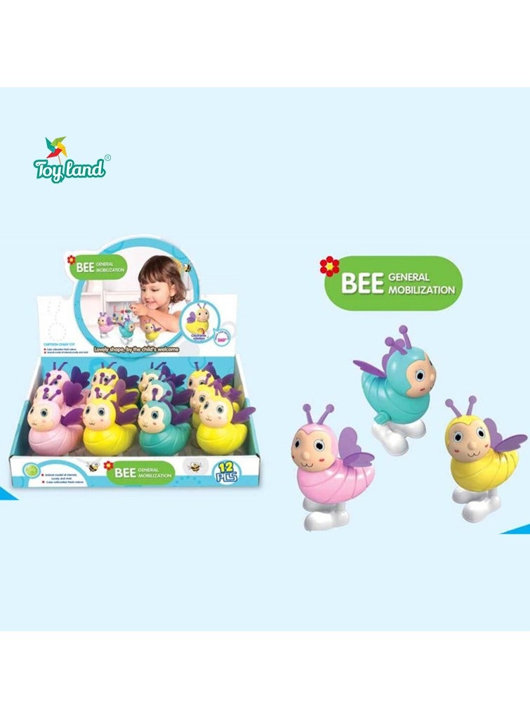 Toyland Pack of 12 Pcs Wind Up Plastic Jumping Bee Toy for Children - Image 1