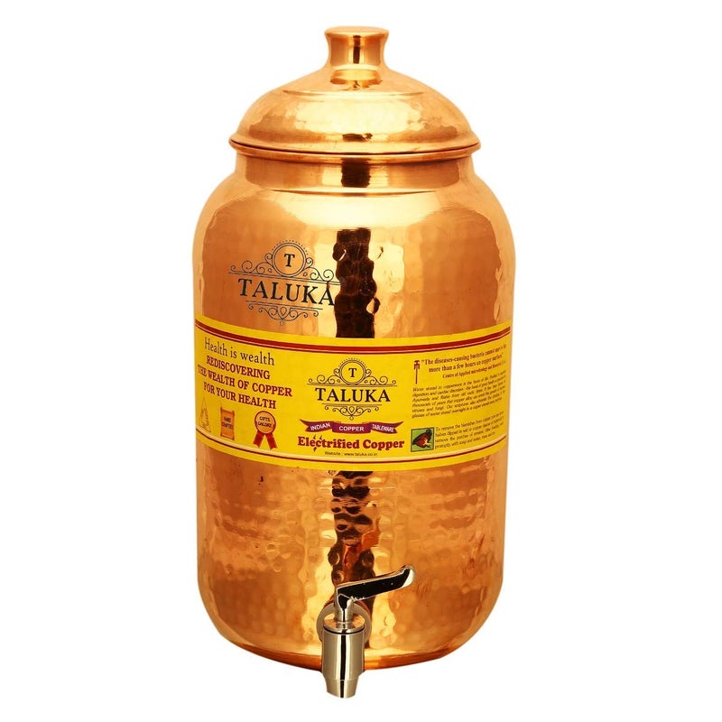 Taluka وعاء نحاسي يدوي الصنع مع صنبور 5000 مل بني - Image 1