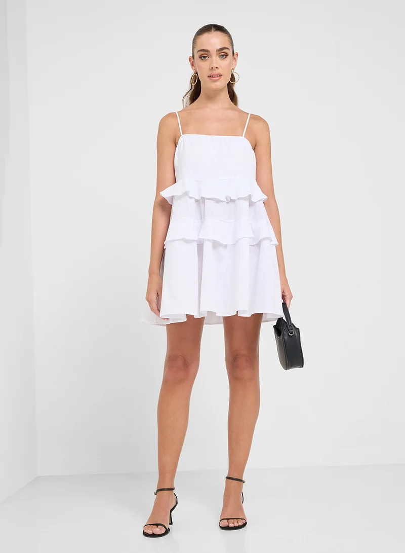 Ginger Ruffled White Mini Dress
