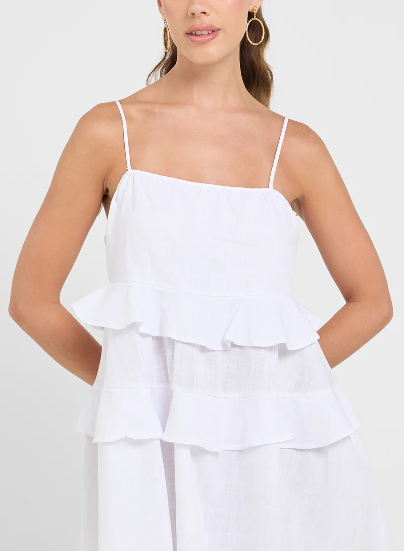 Ginger Ruffled White Mini Dress