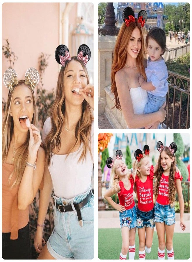 Tobeffect Mouse Ears Hair Bows Clips Glitter Mice Ears Pack Cute Hair Bow Hair Accessories for Women Costume Birthday Party Favor Vacation Halloween Christmas Decoration, 4 Pairs - Image 4