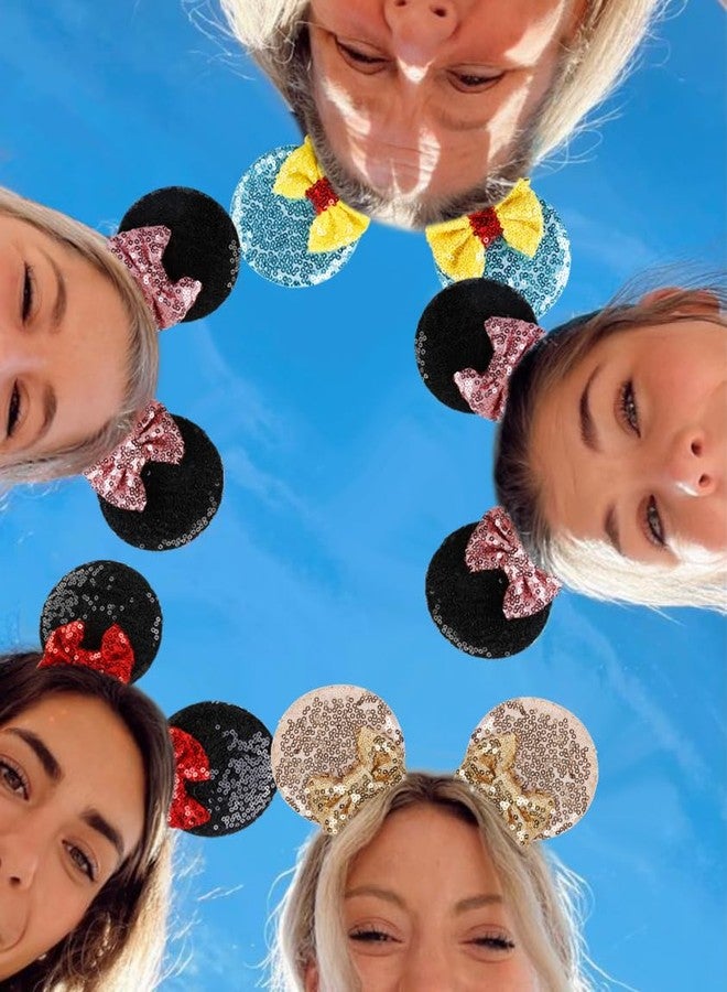 Tobeffect Mouse Ears Hair Bows Clips Glitter Mice Ears Pack Cute Hair Bow Hair Accessories for Women Costume Birthday Party Favor Vacation Halloween Christmas Decoration, 4 Pairs - Image 3