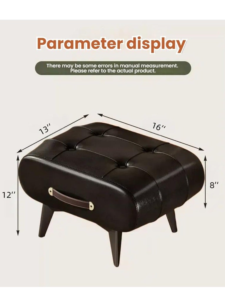 Faux Leather Footstool Ottoman with Metal Legs，Stylish and Functional Footrest for Extra Seating in Living Room, Entryway, or Office - Image 3