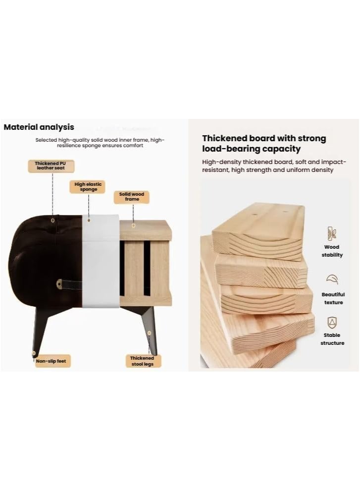 Faux Leather Footstool Ottoman with Metal Legs，Stylish and Functional Footrest for Extra Seating in Living Room, Entryway, or Office - Image 4