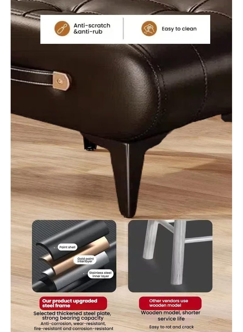 Faux Leather Footstool Ottoman with Metal Legs，Stylish and Functional Footrest for Extra Seating in Living Room, Entryway, or Office - Image 5