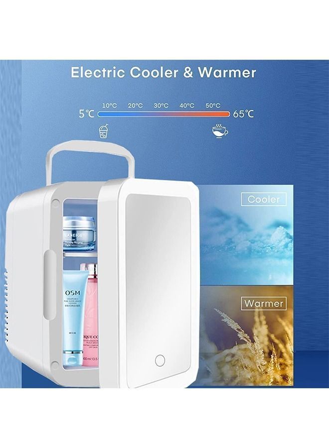 Y&D Mini Refrigerator,4L Portable Mirrored Makeup Fridge with LED Lighting,Cosmetic Storage Refrigerator Cooler&Warmer Freezer For Desktop Or Travel, Cool & Heat  - Image 1
