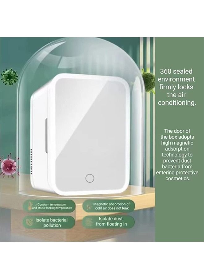 Y&D Mini Refrigerator,4L Portable Mirrored Makeup Fridge with LED Lighting,Cosmetic Storage Refrigerator Cooler&Warmer Freezer For Desktop Or Travel, Cool & Heat  - Image 4
