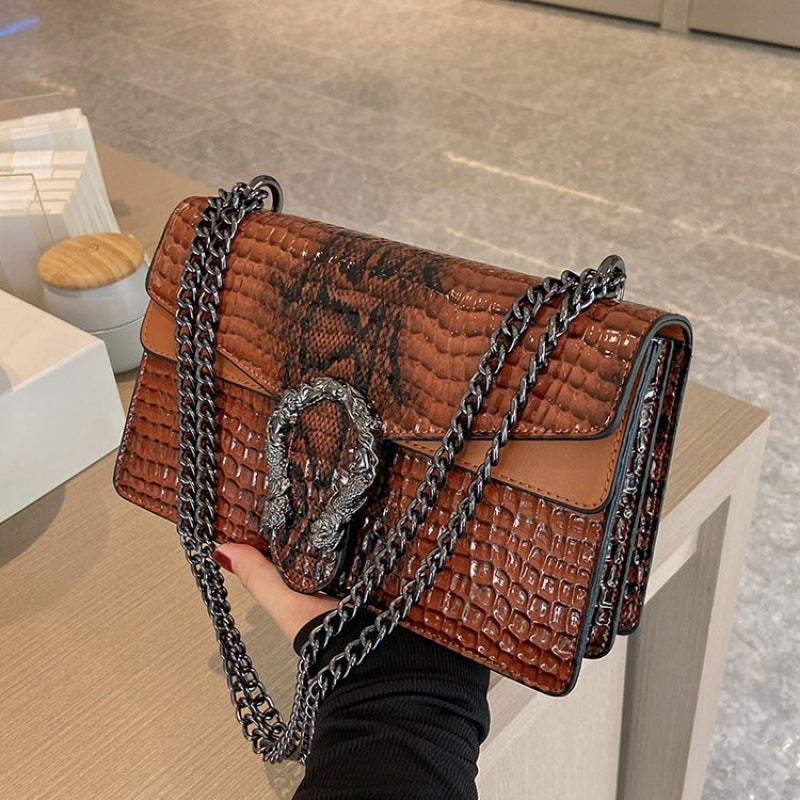 Crocodile Pattern Women'S Bag 2022 New Handbag Large Capacity Small Square Bag Chain Messenger Bag - Image 4
