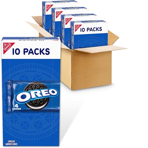 OREO Chocolate Sandwich Cookies, 40 Snack Packs (4 Cookies Per Pack, 4 Boxes) - Image 1