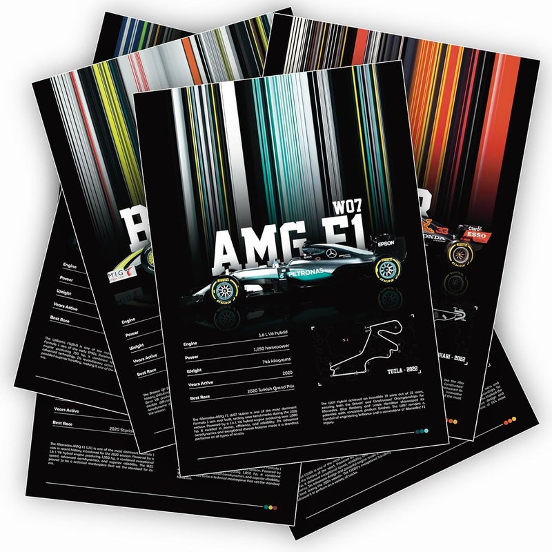 Thepaper9store Cardstock Pack Of 10 - Fourmula One Car Posters F1 Posters Premium 300 GSM A4 Size (8.4X12 Inch) Wall Décor For Car Lovers Vibrant F1 Aesthetic (Formula One Car Pack) - Image 1