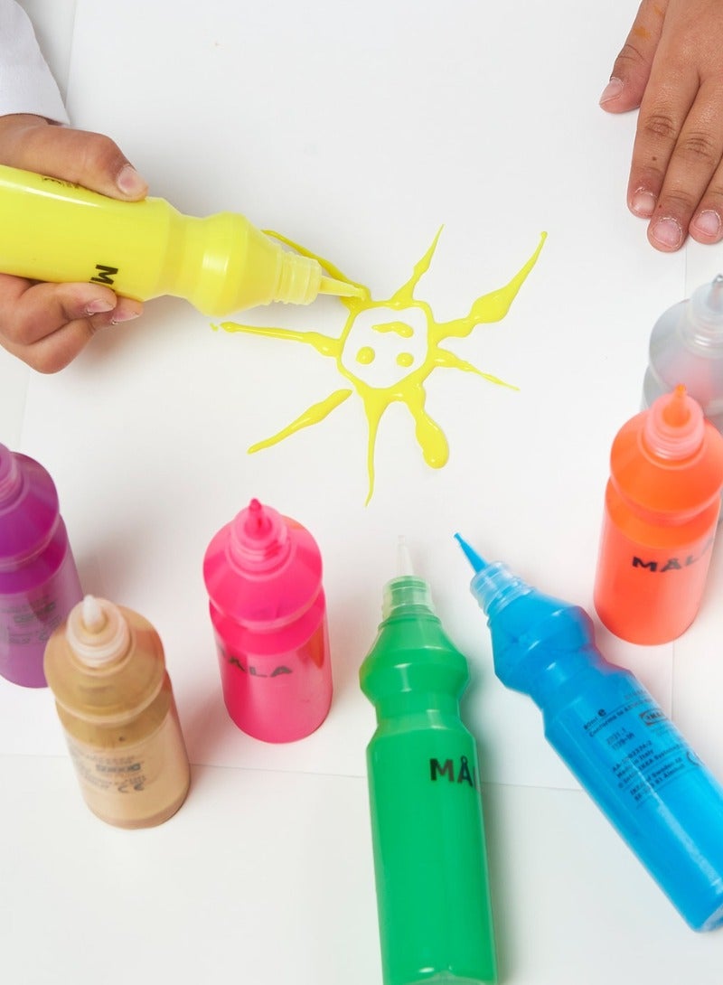 MALA Fluorescent/Glitter Paint, Mixed Colours, Set of 8 - Image 5