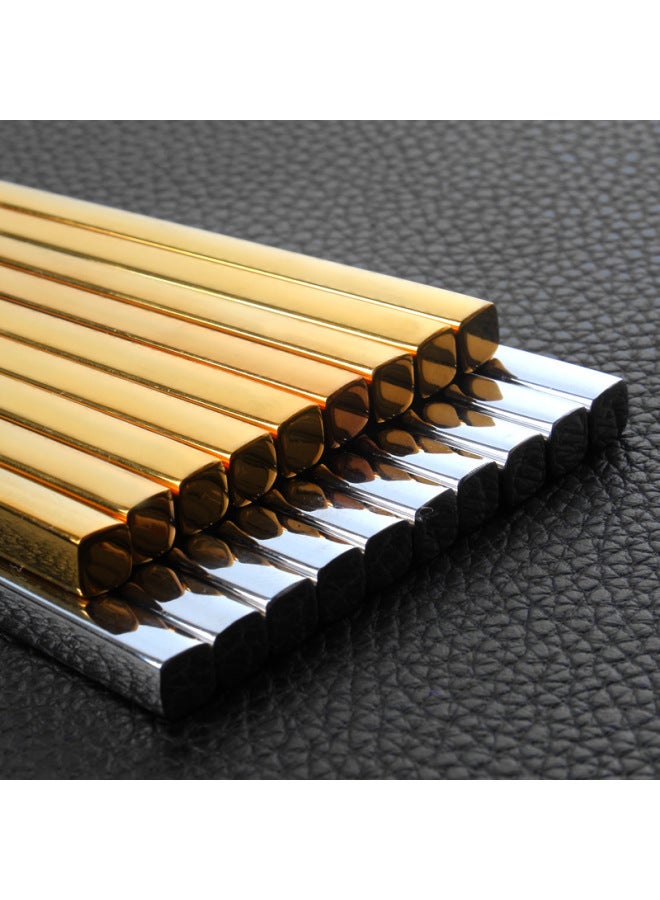Laser Square Head 304 Stainless Steel Chopsticks Printable Logo Engraving Chopsticks Household Restaurant Tableware Public Chopsticks Wholesale-Specifications:D (5 Double Belt Packaging)  - Image 4