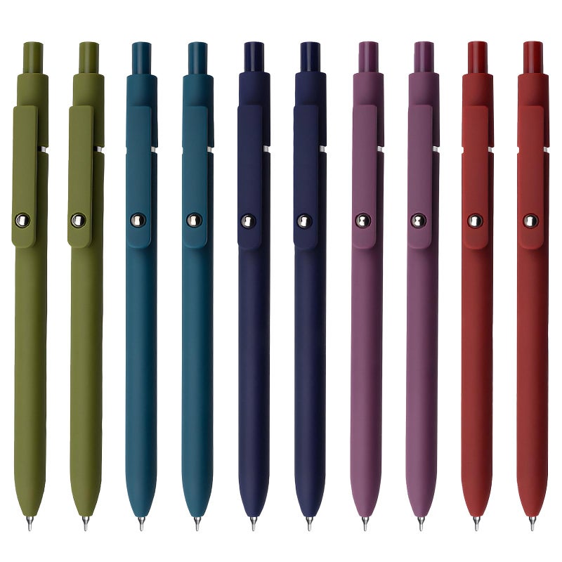 UIXJODO Gel Pens, 10 Pcs 0.5mm Black Ink Pens Fine Point Smooth Writing Pens with Silicone Grip, High-End Series Metal Clip Retractable Pens for Journaling Note Taking (10 Pcs Vintage) - Image 1