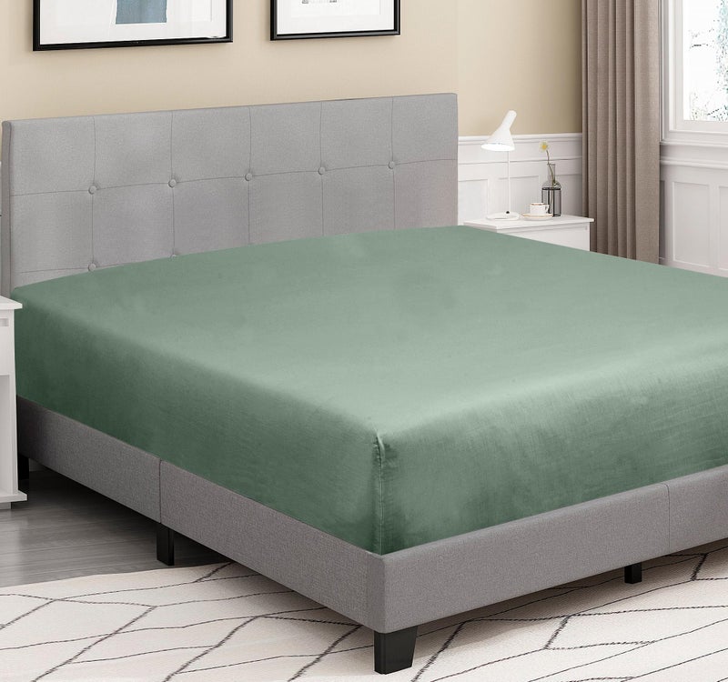 ROYALE LINENS 300 Thread Count 100% Long Staple Combed Cotton Fitted Sheet Queen - Super Soft Deep Pocket Bottom Sheet - Fitted Sheets Only - Elastic Sheets (Queen, Sage Green) - Image 4