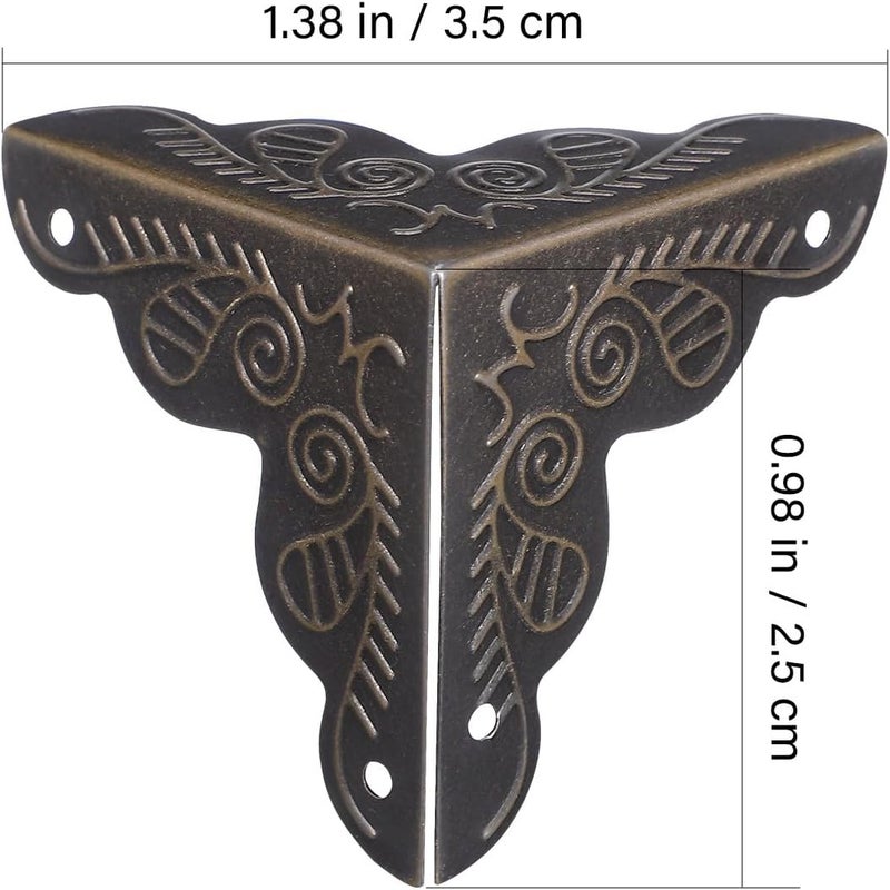 Vintage Antique Bronze Corner Protectors 36 Pieces Large 3.5cm Triple Decorative Metal Edge Guards for Furniture Cabinet Box Safety Bumpers with Screws - Image 2