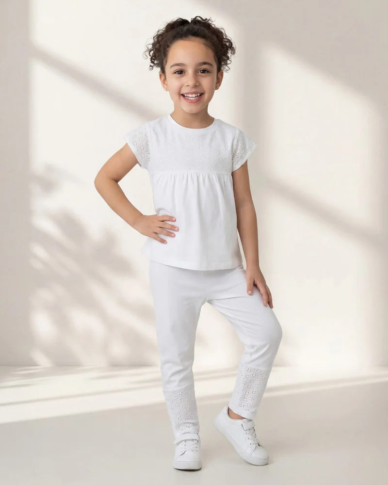 Redtag Girls White Mesh Top