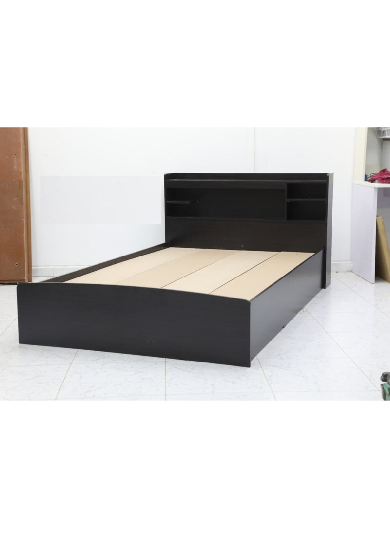 Karnak Wooden Single Bed With Storage Headboard, Without Mattress Size L190xW90 Color Wenge - Image 3