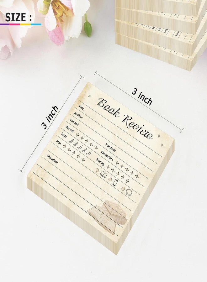 Well Tile 6 Pack Retro Book Review Sticky Notes Book Lovers&Readers Review Notepads 3 Inch-Self-Stick Note Pads for Reading Journals Book Review Tracker Reading Log for Bookworm Readers Students - Image 2