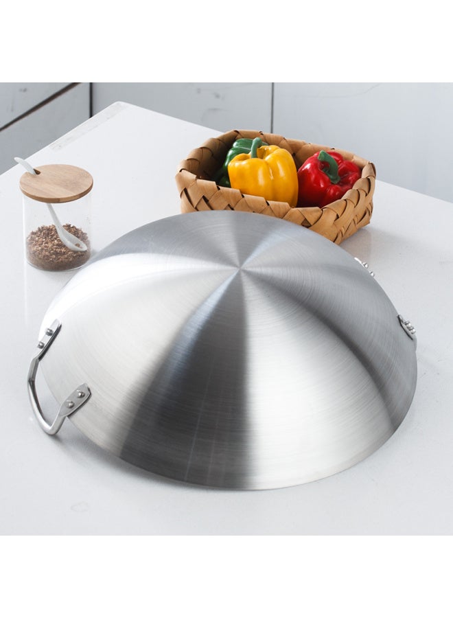 All-round Quanshi Stainless Steel Commercial 50cm Double-ear Frying Pan For Restaurants Round Bottom Stir-fry Wok Big Pot Stew Pot Gas Frying Pan - Image 3