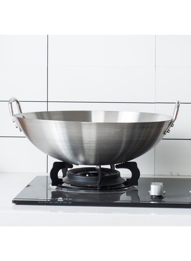 All-round Quanshi Stainless Steel Commercial 50cm Double-ear Frying Pan For Restaurants Round Bottom Stir-fry Wok Big Pot Stew Pot Gas Frying Pan - Image 1