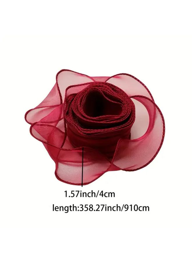 Black 10 Yards Sheer Organza Ribbon For Gift Wrapping Bows And Decoration - Image 3