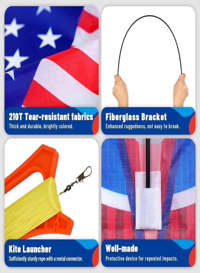 SGftre Flag Airplane Kite Easy to Fly Kids Kites for Ages 3-5, Huge Size Durable Beach Kite for Family Outdoor Games & Activities, Perfect for Kids and Adults (Flag Airplane Red Blue) - Image 4
