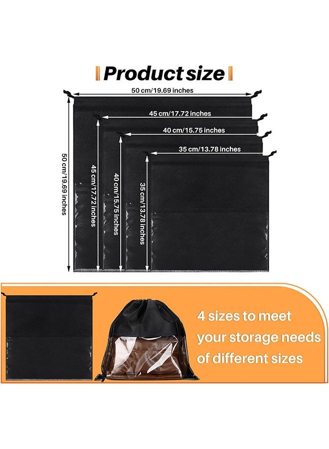 YelaJoy 12 PCS Dust Bags for Handbags,Dustproof Drawstring Bags in 4 Size,Breathable Non Woven Fabric Purse Dust Bag,Storage Bags for Handbags Shoes Purses,Black  - Image 2