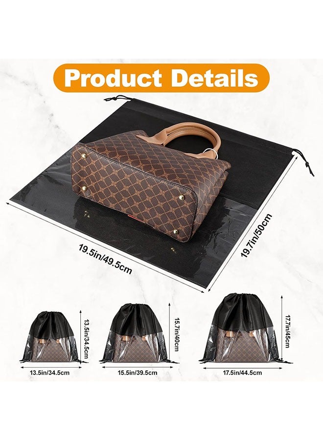 YelaJoy 12 PCS Dust Bags for Handbags,Dustproof Drawstring Bags in 4 Size,Breathable Non Woven Fabric Purse Dust Bag,Storage Bags for Handbags Shoes Purses,Black  - Image 3
